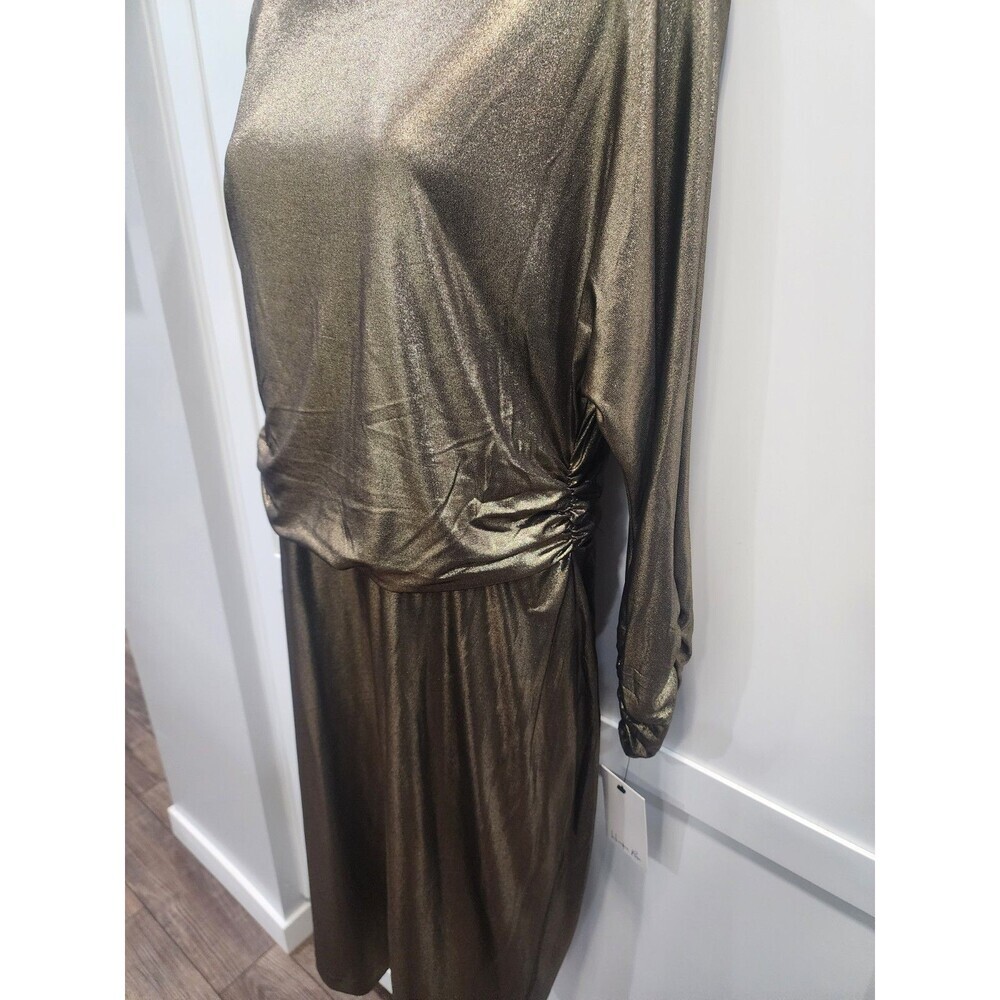 Women Harper Rose Gold Dress 3/4 Cinched Sleeve Boatneck Sheath Dress Size 14 - Picture 2 of 14